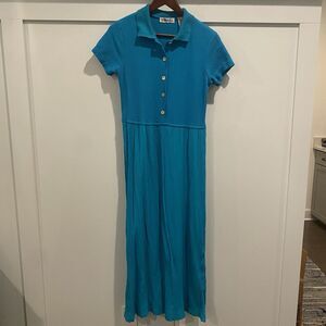 Vintage Sunbelt Dress Women S Maxi Turquoise Boho Lagenlook Bohemian USA Made